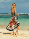 Printed Spaghetti Strap Cover Up Beach Wrap - EBYNN