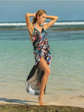 Printed Spaghetti Strap Cover Up Beach Wrap - EBYNN