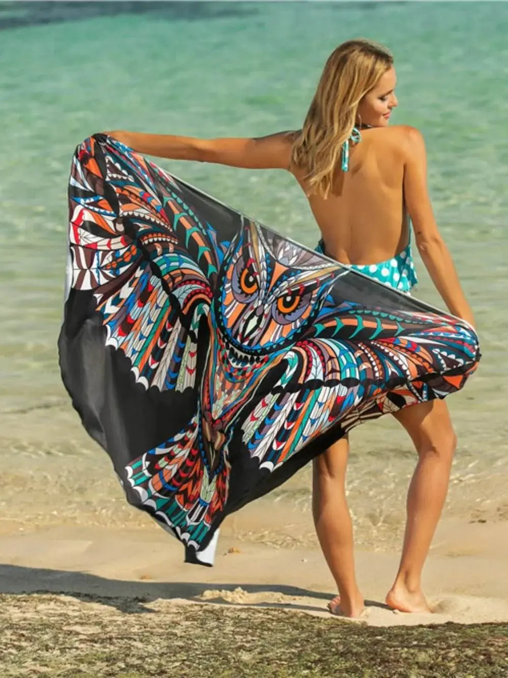 Printed Spaghetti Strap Cover Up Beach Wrap - EBYNN