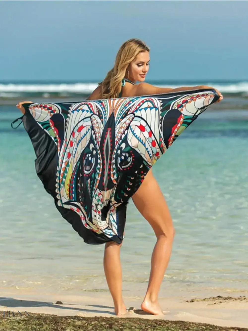 Printed Spaghetti Strap Cover Up Beach Wrap - EBYNN