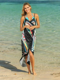 Printed Spaghetti Strap Cover Up Beach Wrap - EBYNN