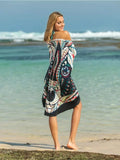 Printed Spaghetti Strap Cover Up Beach Wrap - EBYNN
