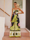 Printed Sweetheart Neck Jumpsuit.