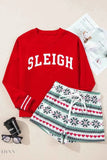 Letter Graphic Lounge Set with Round Neck Top & Printed Shorts for Ultimate Comfort - EBYNN
