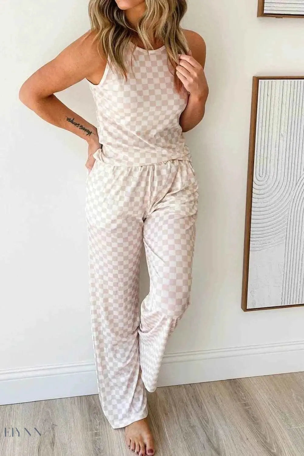 Ribbed Checkered Lounge Set - Ultimate Comfort and Style for Cozy Days - EBYNN