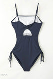 Ribbed Green Cutout Swimsuit - Stylish One Piece for a Chic Summer Look - EBYNN