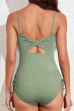 Ribbed Green Cutout Swimsuit - Stylish One Piece for a Chic Summer Look - EBYNN