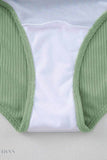 Ribbed Green Cutout Swimsuit - Stylish One Piece for a Chic Summer Look - EBYNN