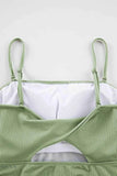 Ribbed Green Cutout Swimsuit - Stylish One Piece for a Chic Summer Look - EBYNN