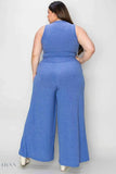 Basic Ribbed Tank Pants Set - Full Size Ribbed Tank and Wide Leg Pants Set - EBYNN