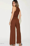 Basic Ribbed Tank Pants Set - Full Size Ribbed Tank and Wide Leg Pants Set - EBYNN