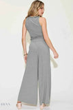 Basic Ribbed Tank Pants Set - Full Size Ribbed Tank and Wide Leg Pants Set - EBYNN