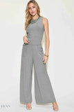Basic Ribbed Tank Pants Set - Full Size Ribbed Tank and Wide Leg Pants Set - EBYNN