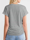 Round Neck Ruched T-Shirt with Short Sleeves for Effortless Style - EBYNN