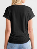 Round Neck Ruched T-Shirt with Short Sleeves for Effortless Style - EBYNN