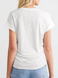 Round Neck Ruched T-Shirt with Short Sleeves for Effortless Style - EBYNN