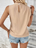 Ruched Shoulder Mock Neck Top for Effortless Style - EBYNN