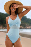 EBYNN Ruched V-Neck One-Piece Swimsuit - Sustainable Style - EBYNN