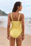 EBYNN Ruched V-Neck One-Piece Swimsuit - Sustainable Style - EBYNN