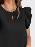 Ruffle Cap Sleeve Blouse - Round Neck Stylish Top - EBYNN