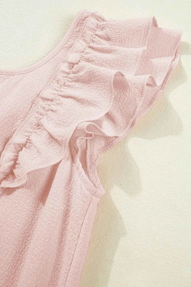 Ruffle Sleeve Bow Back Mini Dress.