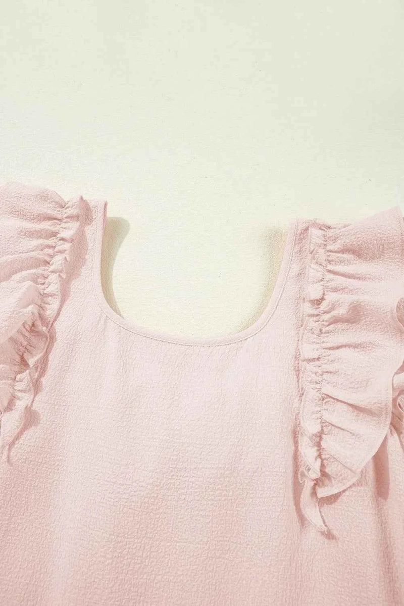 Ruffle Sleeve Bow Back Mini Dress.