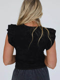 Ruffled Crew Neck Top for Effortless Slim Fit Style - EBYNN