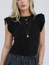 Ruffled Crew Neck Top for Effortless Slim Fit Style - EBYNN