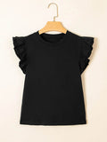 Ruffled Crew Neck Top for Effortless Slim Fit Style - EBYNN