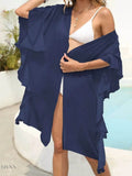 Ruffled Open Front Cover Up for Beachwear - EBYNN