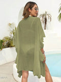 Ruffled Open Front Cover Up for Beachwear - EBYNN