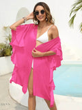Ruffled Open Front Cover Up for Beachwear - EBYNN