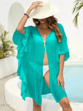 Ruffled Open Front Cover Up for Beachwear - EBYNN
