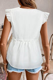 Ruffled V Neck Flutter Top with Stylish Ruffled Trim - EBYNN