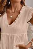 Ruffled V Neck Flutter Top with Stylish Ruffled Trim - EBYNN