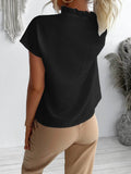 Ruffled Plus Size V-Neck T-Shirt Short Sleeve Blouse - EBYNN