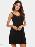 Scoop Neck Lounge Dress with Spaghetti Straps for Ultimate Comfort - EBYNN