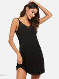 Scoop Neck Lounge Dress with Spaghetti Straps for Ultimate Comfort - EBYNN