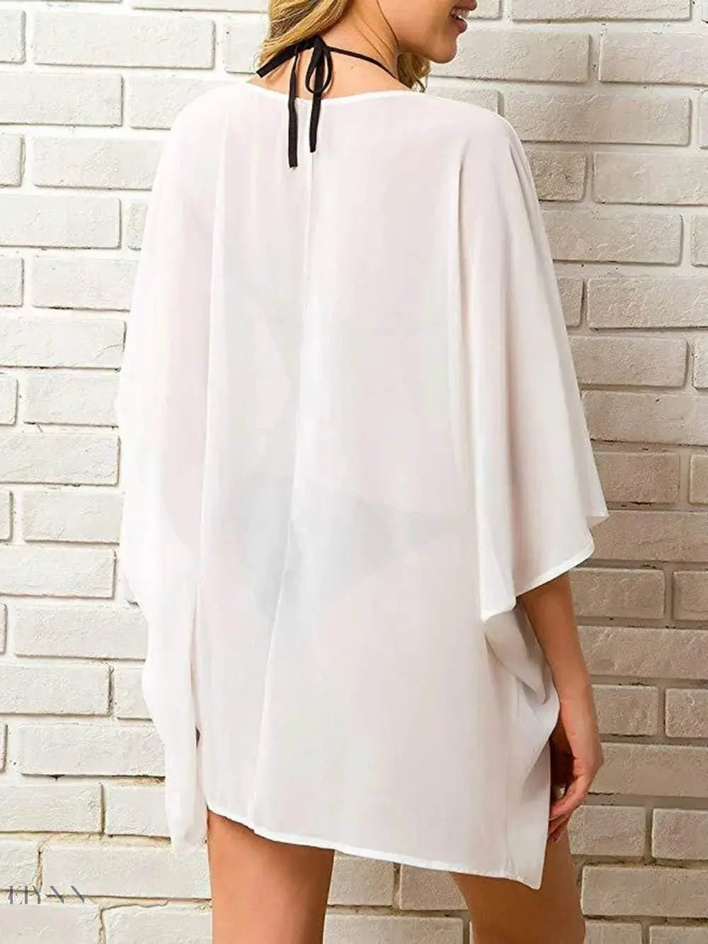 Sheer Beach Cover Up Lightweight White Kimono - EBYNN
