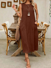 Sleeveless Midi Dress with Pockets.