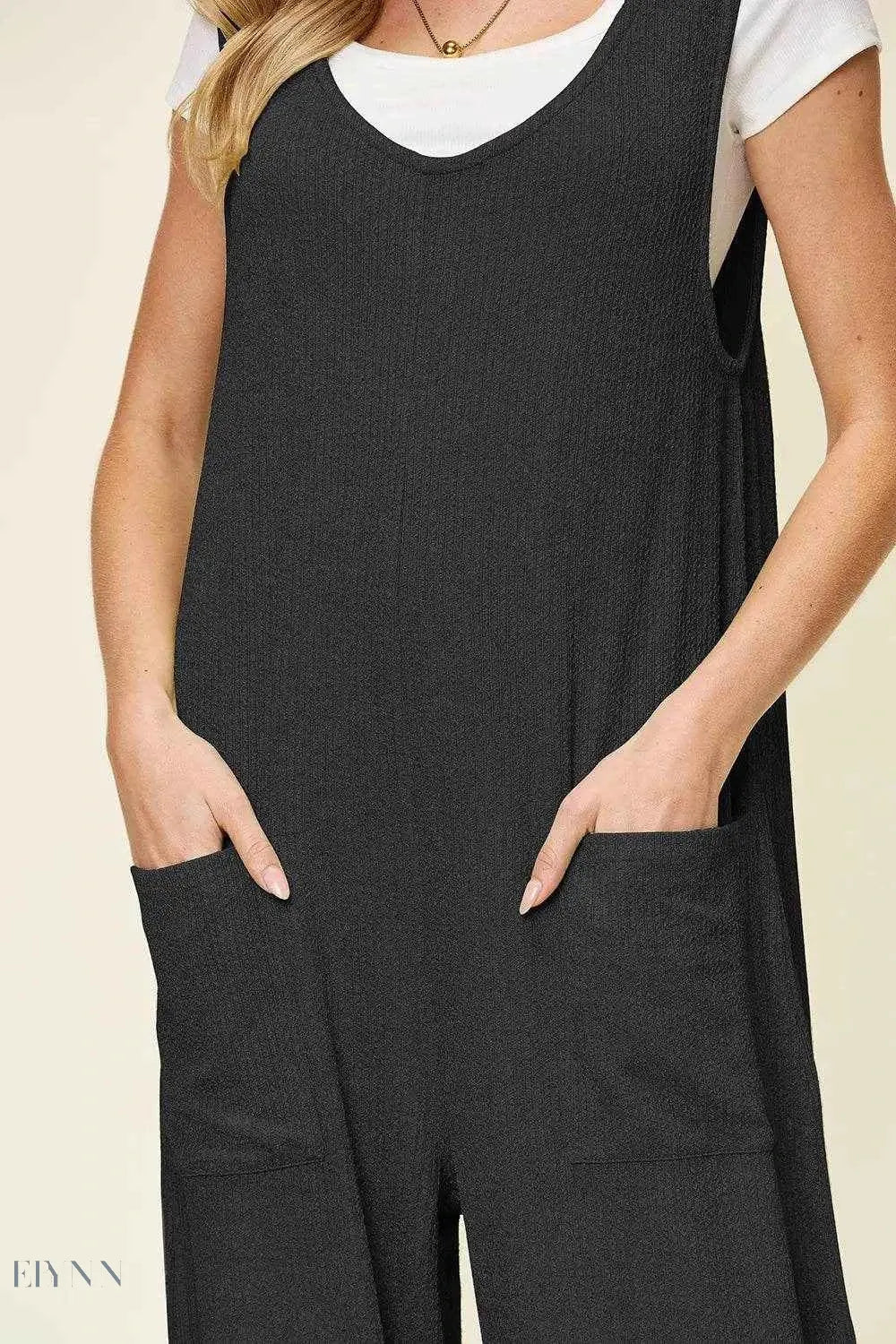 Sleeveless Wide Leg Jumpsuit with Pockets for Effortless Style - EBYNN