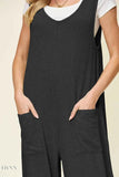 Sleeveless Wide Leg Jumpsuit with Pockets for Effortless Style - EBYNN