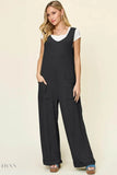 Sleeveless Wide Leg Jumpsuit with Pockets for Effortless Style - EBYNN