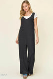Sleeveless Wide Leg Jumpsuit with Pockets for Effortless Style - EBYNN
