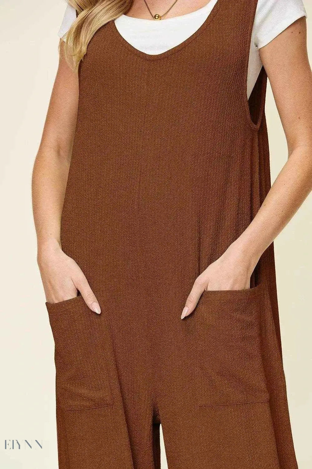 Sleeveless Wide Leg Jumpsuit with Pockets for Effortless Style - EBYNN