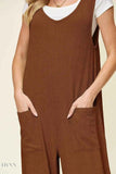 Sleeveless Wide Leg Jumpsuit with Pockets for Effortless Style - EBYNN