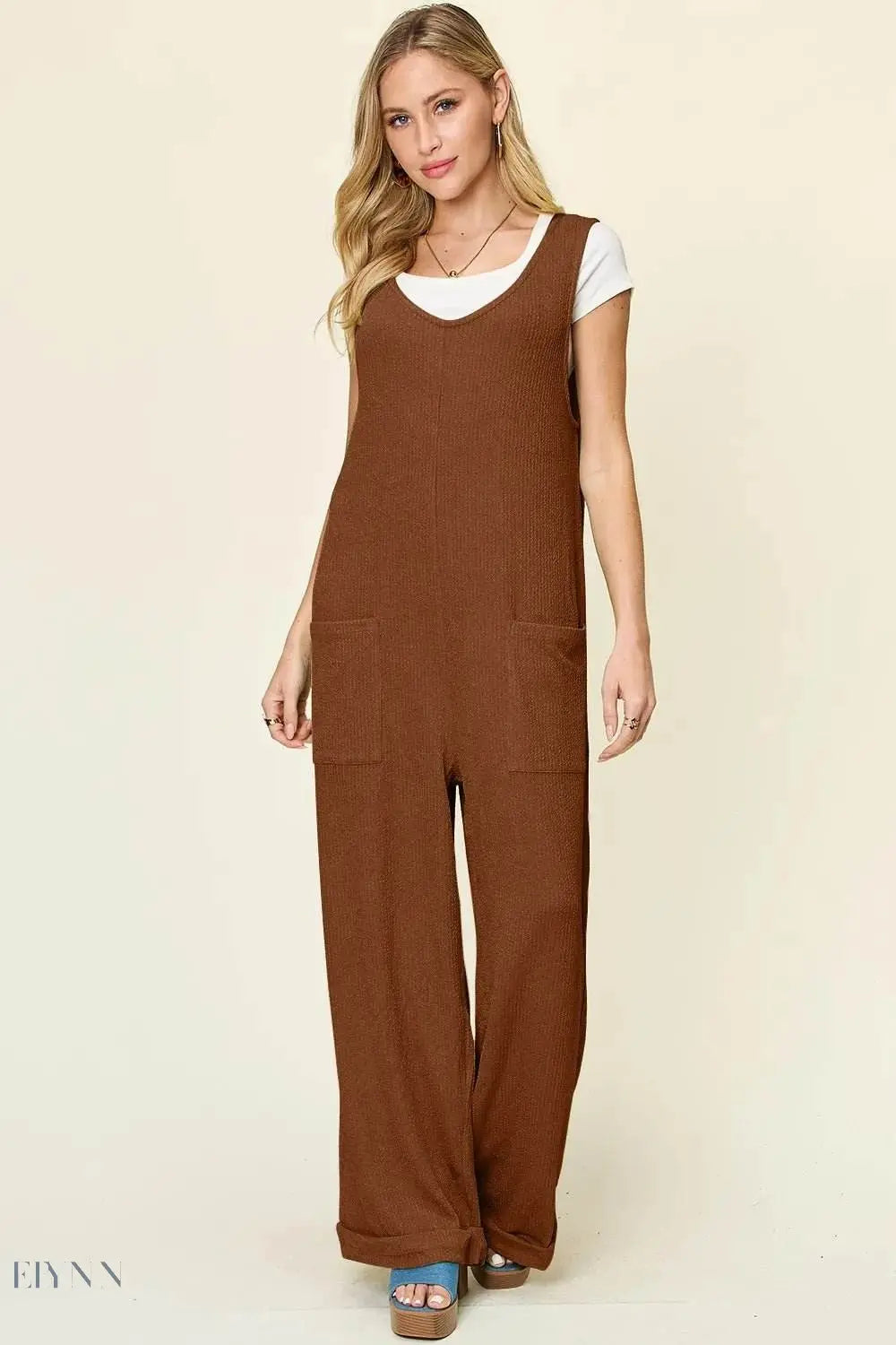 Sleeveless Wide Leg Jumpsuit with Pockets for Effortless Style - EBYNN