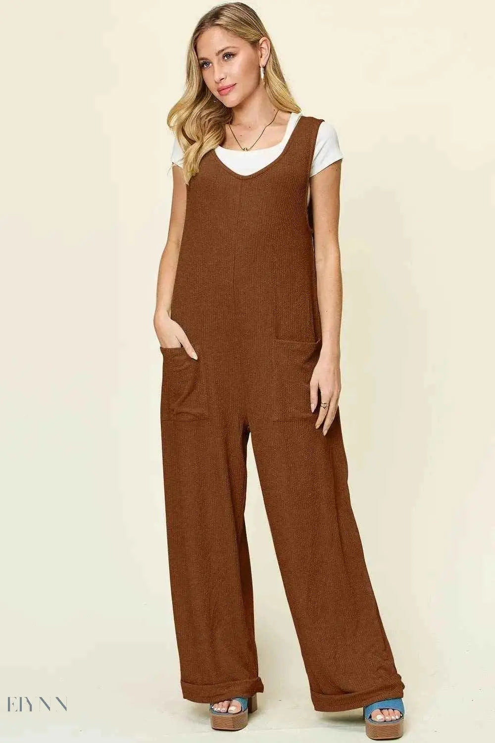 Sleeveless Wide Leg Jumpsuit with Pockets for Effortless Style - EBYNN