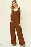 Sleeveless Wide Leg Jumpsuit with Pockets for Effortless Style - EBYNN