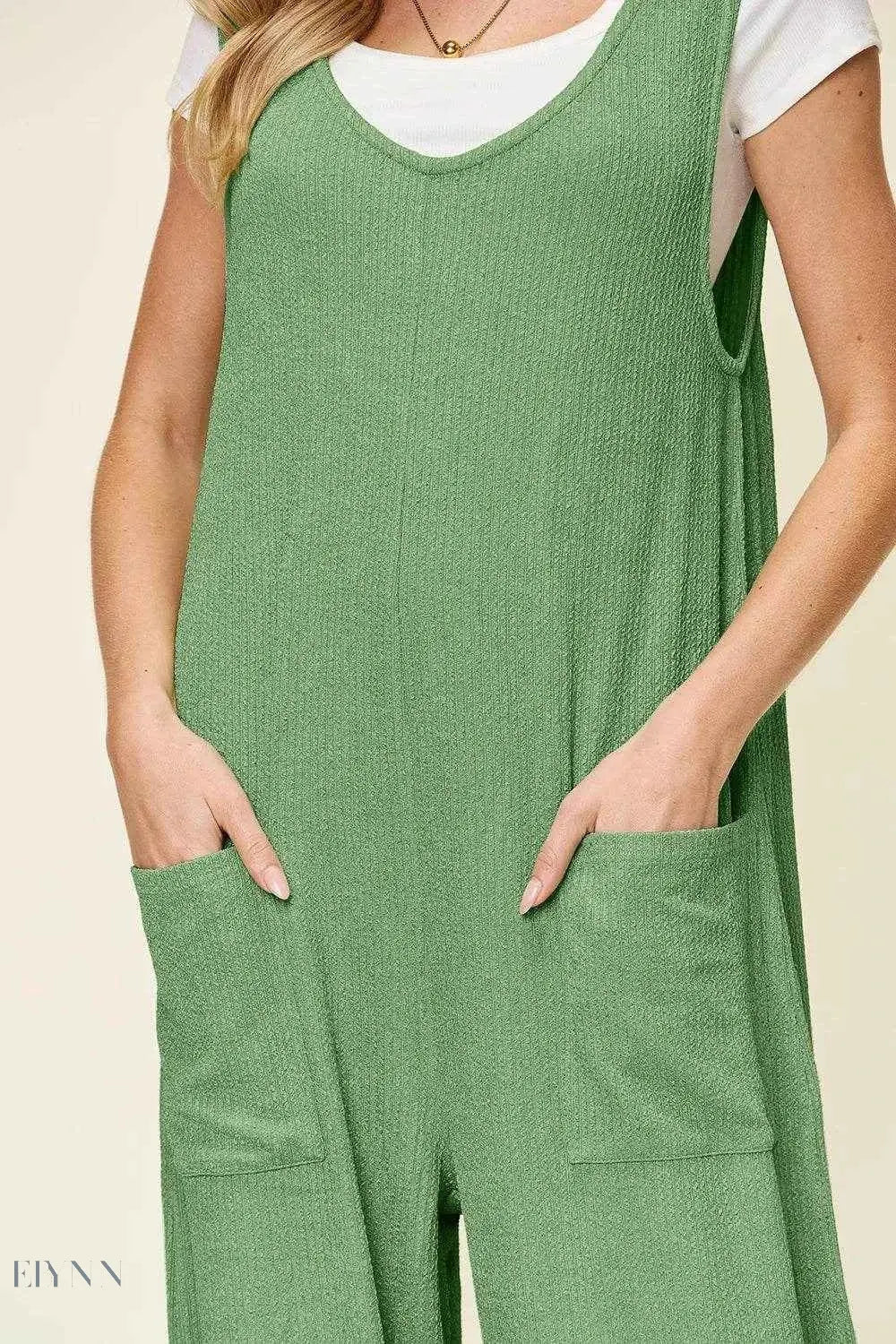 Sleeveless Wide Leg Jumpsuit with Pockets for Effortless Style - EBYNN